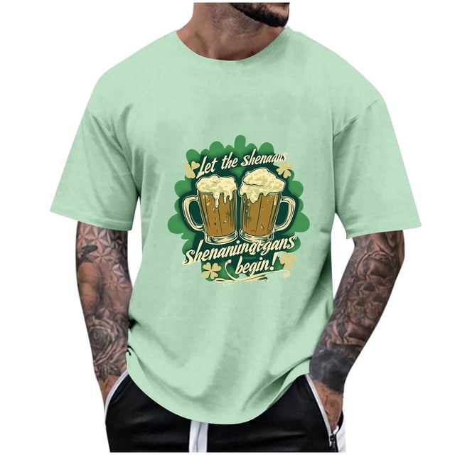 T-shirt Décontracté à Imprimé pour Homme, Manches Courtes, Col Rond, Blouse d'Été en Polyester