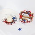 thumbnail image 6 of Patriotic Candle Rings Wreaths Summer Red White Blue Mixed Berries & Pip Berry Wooden Candle Rings Small Artificial Candle Holder for 4 of July Home Kitchen Table Centerpiece, 6 of 8