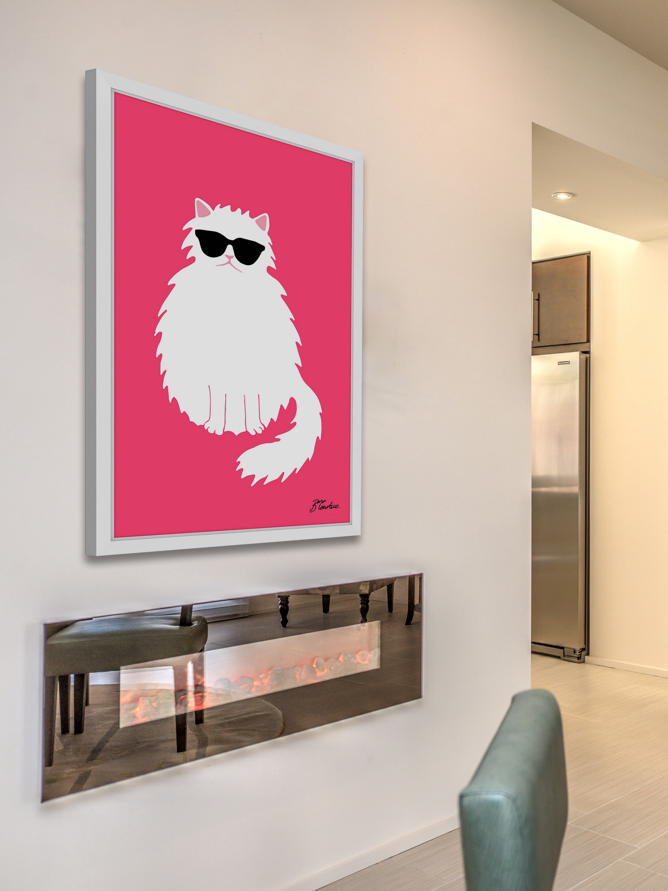 "Pink Cat" Framed Painting Print