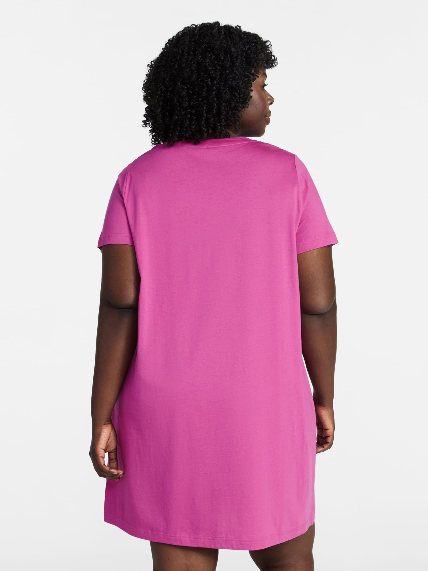 Terra & Sky Women's Plus Size Pocket T-Shirt Dress with Short Sleeves, Sizes 0X-5X
