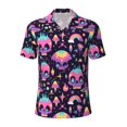 thumbnail image 2 of Daiia cartoon Skull rainbow space Pattern Men’s Polo Shirts,Solid Deck Shirt,Classic Fit, Breathable Cotton Polo for Casual and Sport Wear-3X-Large, 2 of 7