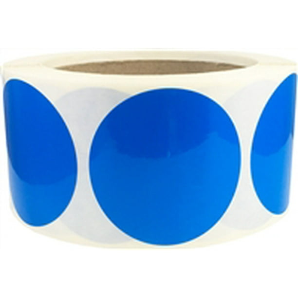 Laminated Blue Circle Dot Stickers, 2" Inch Round, 500 Labels on a Roll