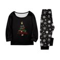 thumbnail image 5 of Family Pajamas Matching Sets - 2 piece Black Christmas Tree Print Long Sleeve Top and Pants Loungewear, Merry Christmas Festivel Theme Gifts for Whole Family for 9 Years Pjs, 5 of 7