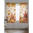 thumbnail image 4 of Sheer Curtains 63 inches Long 2 Panels Set Thanksgiving Fall Sunflower Pumpkin Maple Leaf Mushroom Tiers Sheers Rod Pocket Small Window Short Curtains for Kitchen Cafe, Each 52" W x 63" L, 4 of 7