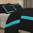thumbnail image 5 of DNG Creations 5 Piece Full Black And Turquoise Blue Border Line Pattern Duvet Cover - 100% Egyptian Cotton, 800 Thread Count ( Twin/Twin XL ), 5 of 5