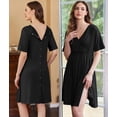 thumbnail image 4 of Ekouaer Labor and Delivery Gown for Hospital Short Sleeve Maternity Nursing Dress Nightgown with Button Black L, 4 of 5