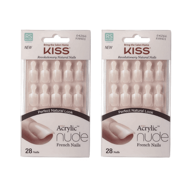 KISS Acrylic Nude French Nails REAL SHORT (KAN01 2 PACKS)