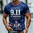 thumbnail image 4 of Xneal 911 25th Anniversary T-Shirt Short Sleeve Casual Print Never Forget 911 Blue Shirts for Men Size 2XL, 4 of 5