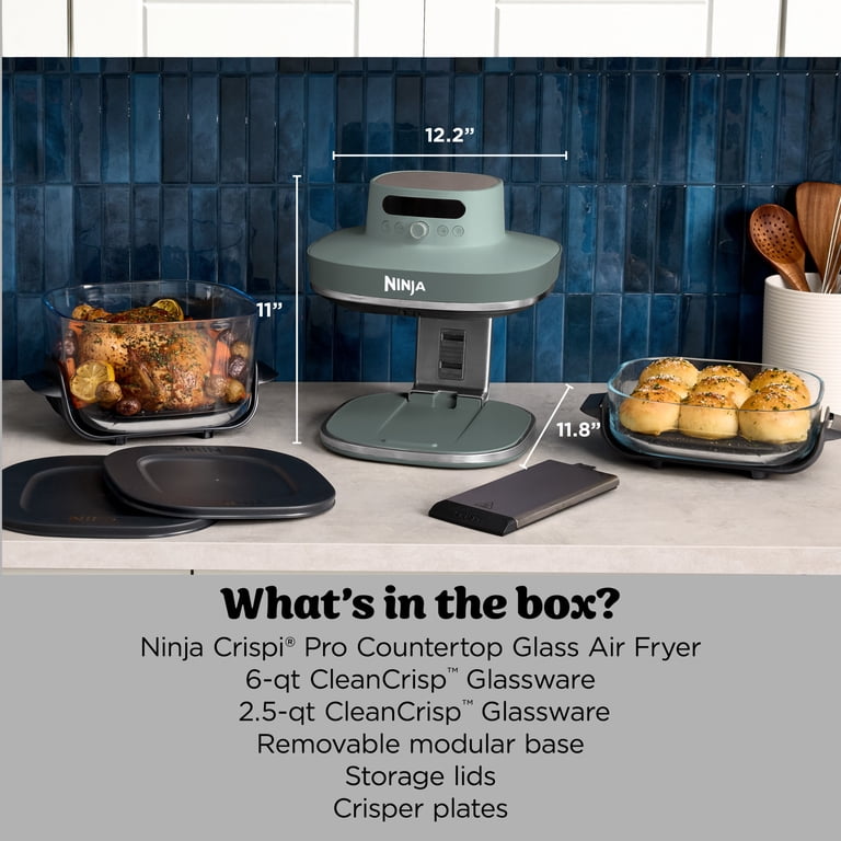 Ninja, Glass Air Fryer, 6-Qt & 2.5-Qt, 6-in-1, AS101DG Ash Gray