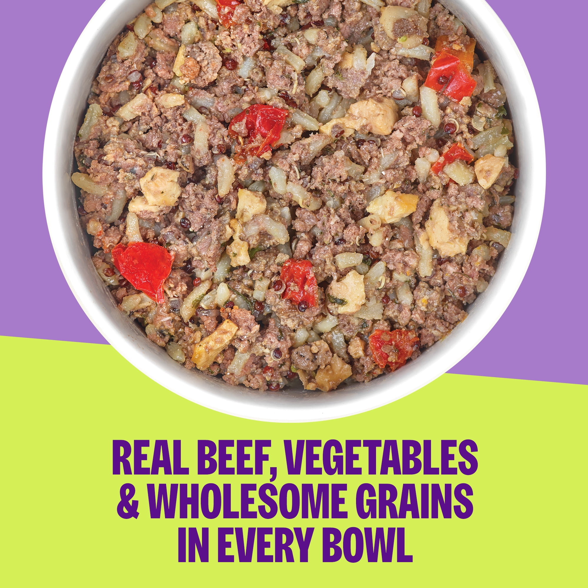 Wellness Protein Bowls, Adult Fresh Alternative Dog Food, Wholesome Grains, 6.2 Ounce Pouch, 6 Pack, (Beef, Red Pepper & Egg Recipe)