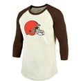 thumbnail image 2 of Men's Majestic Threads Nick Chubb Cream/Brown Cleveland Browns Vintage Player Name & Number 3/4-Sleeve Fitted T-Shirt, 2 of 3