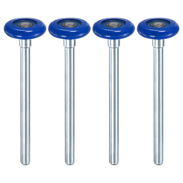 Uxcell Rouleaux de Porte de Garage en Nylon Lot de 4, Roues de Porte de Garage 1.8 Pouces Tige de 7 Pouces, 6200zz pour Portes de Garage/portes à Rabat, Bleu