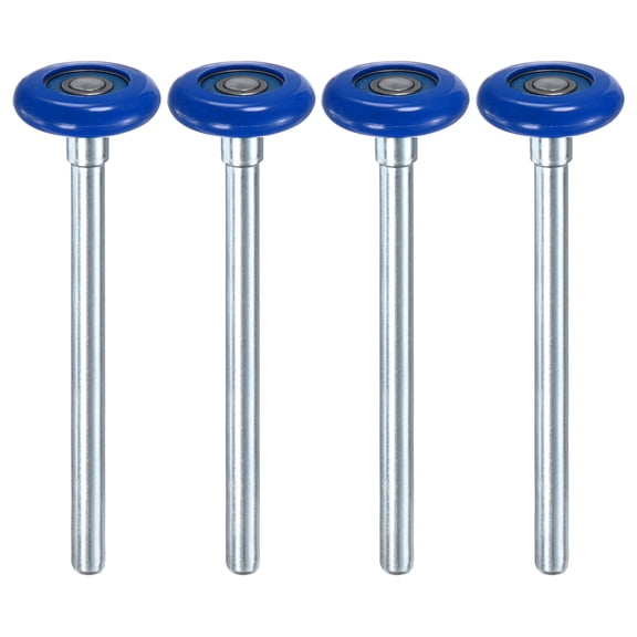 Uxcell 4-Pack Nylon Garage Door Rollers, 1.8" Garage Door Wheels 7" Stem, 6200zz for Garage Doors/Flap Doors, Blue