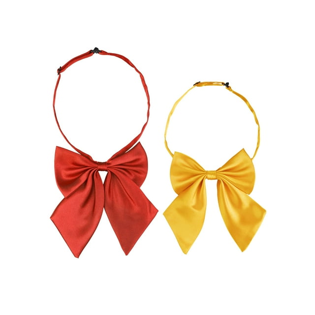 INSPIRE CHIC Corbata de moño ajustable para mujer en color sólido, 2 piezas Rojo+Oro
