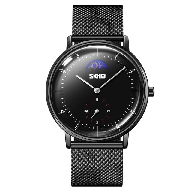 SKMEI 9245 Reloj elegante de vestir para hombre con fase lunar grande