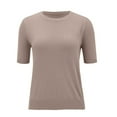 thumbnail image 5 of Women's Knit Sweaters Fashion Lightweight Crew Neck Short Sleeve Sweater Tops Casual Loose Shirts Pullover Tops Khaki XL, 5 of 7
