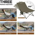 thumbnail image 3 of Whitsunday Camping Lounge Chair, 3 Adjustments Reclining Camping Chair, Lawn Chairs Folding Chair with Side Pocket for Camping, Beach, Picnic Grey, 3 of 6