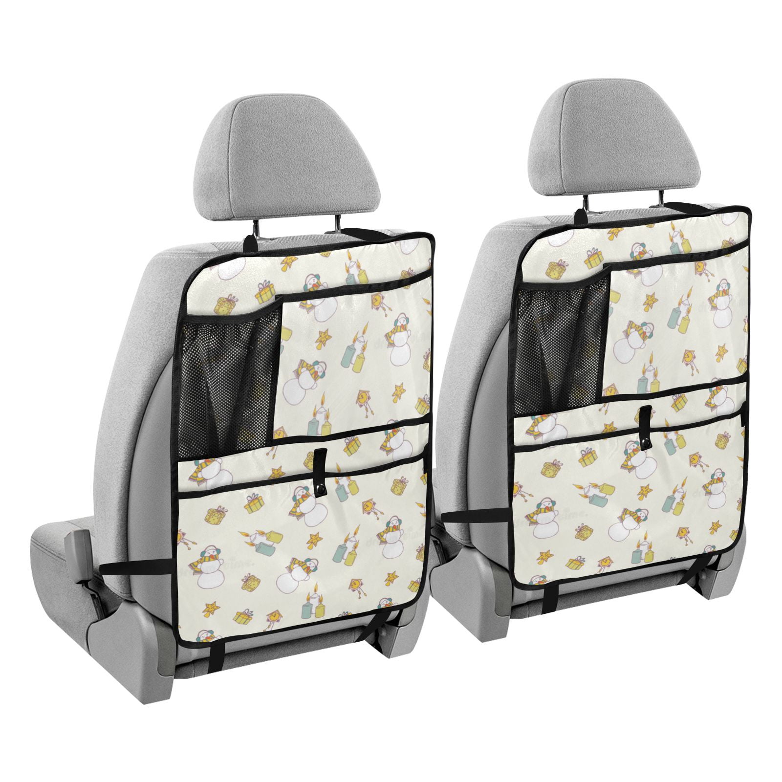 Cute snowman winter pattern 124 Pack Backseat Protector Seat Covers for Your Car, SUV, Minivan or Truck Seats - Vehicle Back Seat Safety Accessories - Universal Fit Automotive Interior Protectors