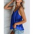 thumbnail image 3 of Ekouaer Women's Spaghetti Straps Tank Tops V Neck Satin Camisole Sleeveless Cami Soft Shirt Tops Blouse, 3 of 5