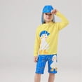 thumbnail image 2 of KKBOTIVE Boys Sun Long Sleeve Rash Guard And Swim Trunks Two Piece Set for Youth Swimming Outfit ( Yellow Size: 12-13 Years ), 2 of 8