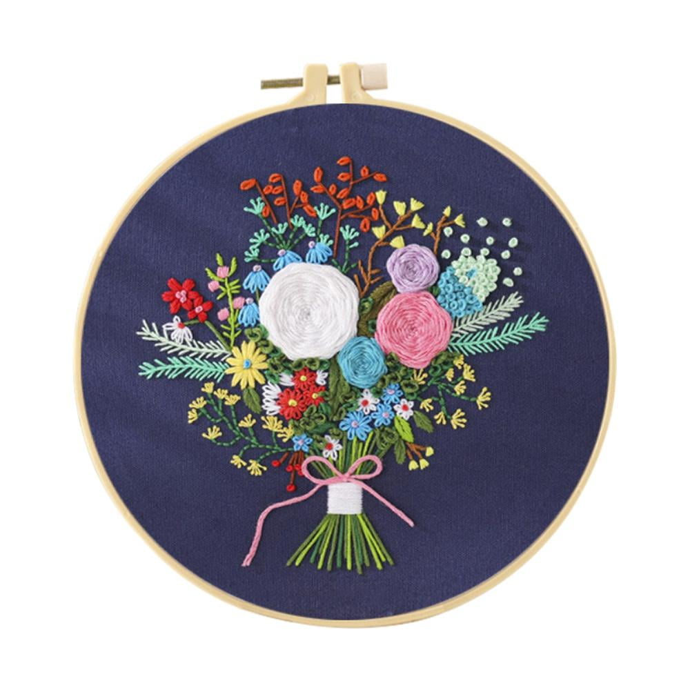 Flowers Pattern Crafts DIY Embroidery Starter Kit Cross Stitch Embroidery 