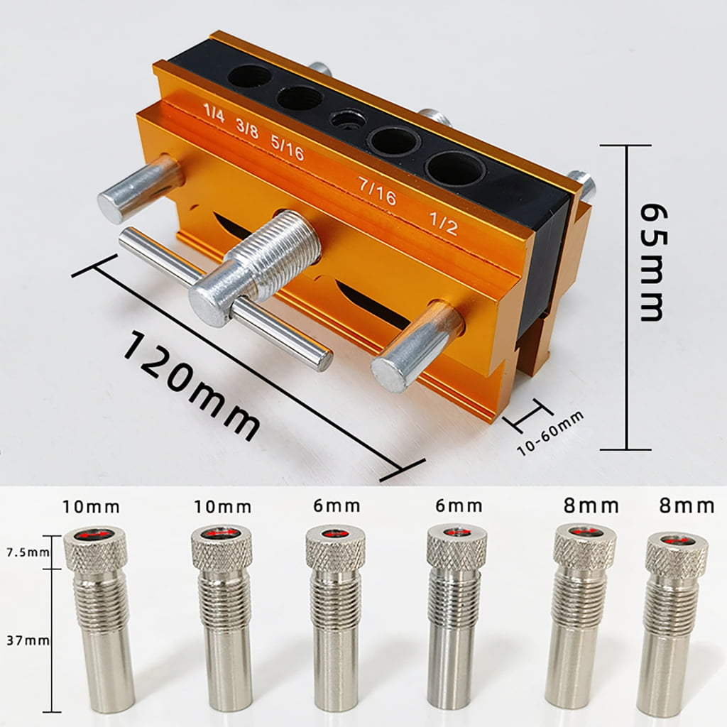 Centering Doweling Jig Kits Adjustable Width Dowel Jig Kits for Straight Hole Joiner Set 6 Bushings 3 Size Drill Bits