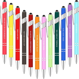 5PCS Coated Metal Cat Pens With Stylus Tip Funny Phrase Office