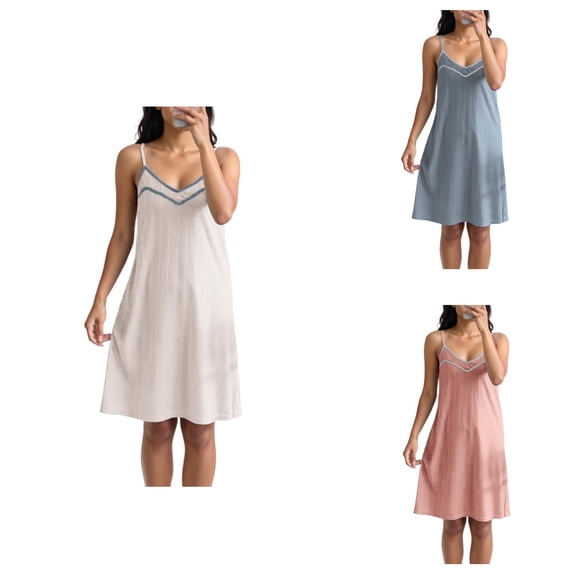 SROBPTY Womens Sleepwear, Nightgowns for Women, Women's Casual Solid Color Sleeveless Midi Pajama Dress Home Sleepwear Light Blue,XL