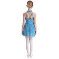 thumbnail image 2 of TSSOE Kids Girls Lyrical Modern Dance Dress Sleeveless Backless Leotard Dress Performance Costume Light Blue 14, 2 of 7