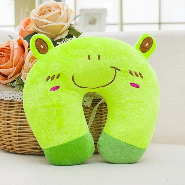 Bonita almohada cervical en forma de U | Almohada de viaje ergonómica para soporte cervical | Suave tela de felpa con divertidos diseños de animales y frutas | Portátil para vuelos, oficina y hogar