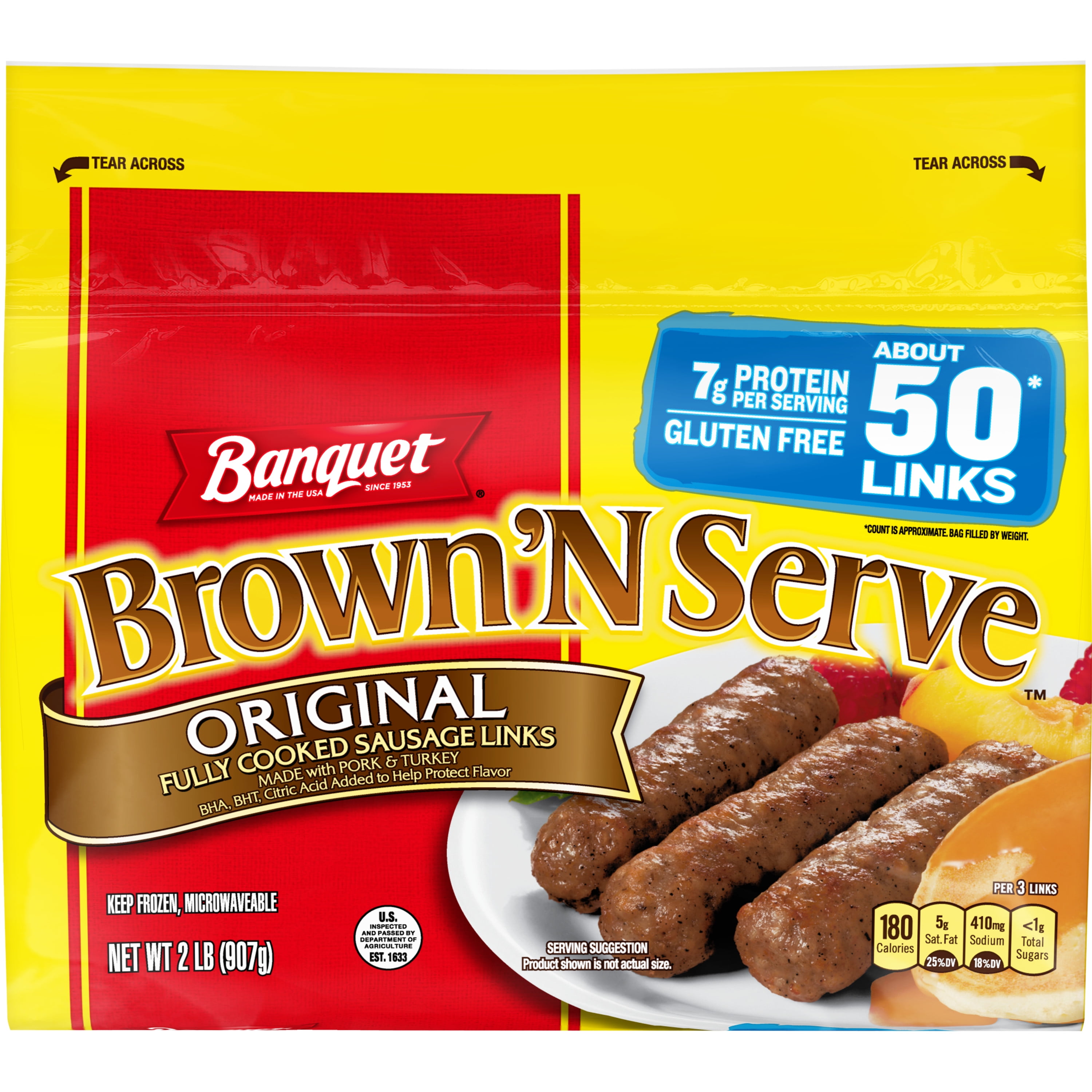 Banquet Brown ‘N Serve Original Fully Cooked Sausage Links, Frozen Meat