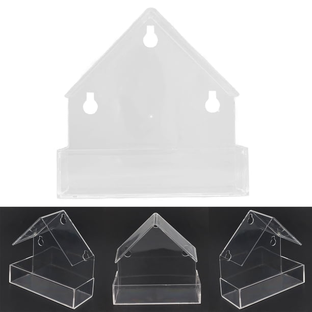 Casa de comedero para pájaros, comedero para pájaros con ventana y comedero acrílico para pájaros, bandeja de alimentación acrílica para pájaros, valor inmejorable Jadeshay A