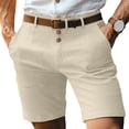 thumbnail image 5 of ZenCart Men Shorts Mid-rise Buttons Zipper Fly Solid Color Shorts with Pockets Straight Leg Summer Casual Shorts Daily Wear, 5 of 8