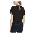 thumbnail image 2 of ASH & VIOLET Womens Black Short Sleeve V Neck Top Size: XS, 2 of 4