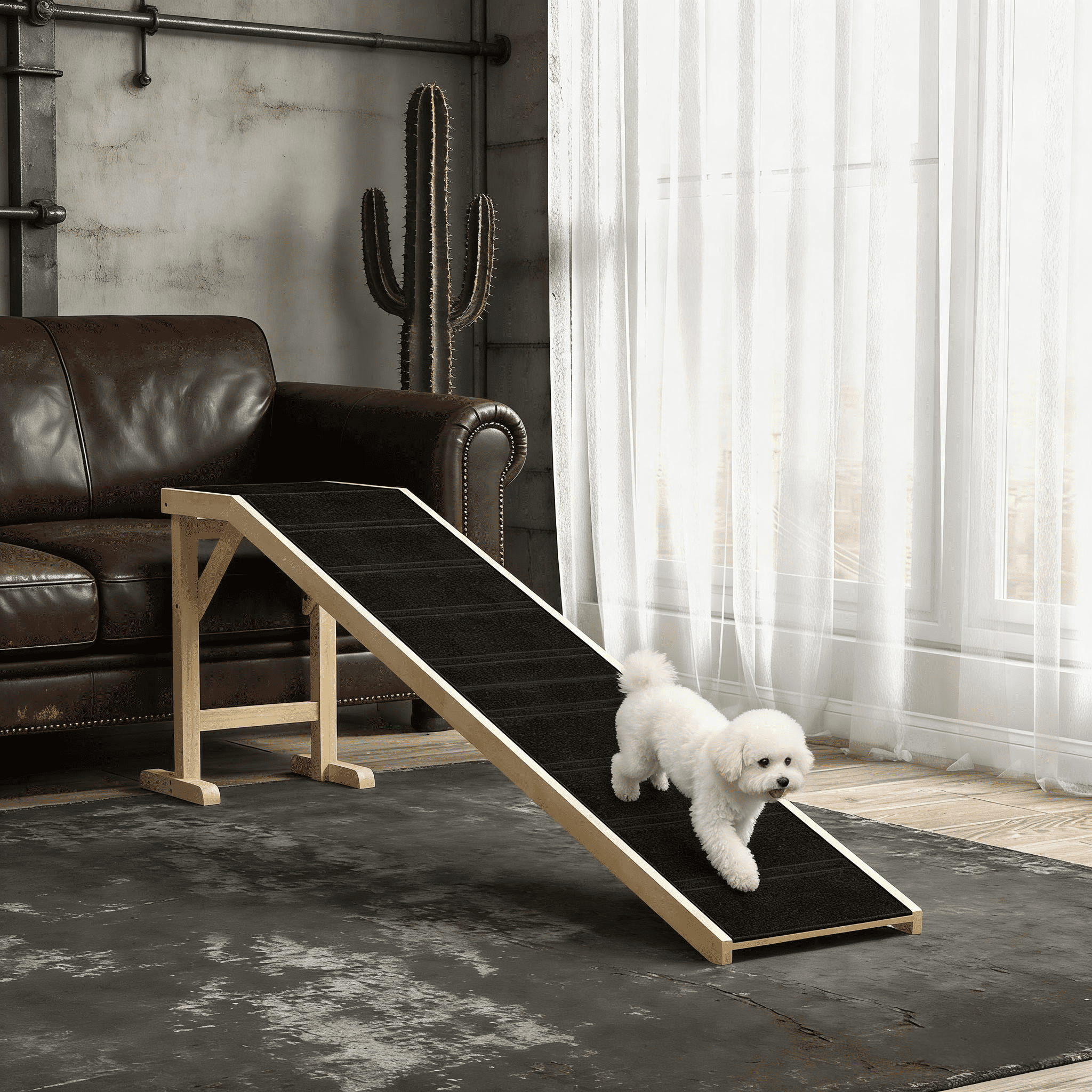 Orthopedic Dog Bed, Convenient Pet Ramp,Dog Ramp Ramp for Your Home, Black,Natural Dog Bed,Polyester,Wood Cat Bed, Pet Supplies Pet Beds & Furniture