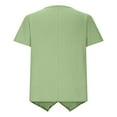 thumbnail image 5 of tklpehg Womens Tops Lightweight Loose Blouses Casual V-Neck Cotton Linen Irregular Blouse Tops Summer Vintage Solid Color Going Out Tops Short Sleeve Tee Shirt Blouses (Green,XXL), 5 of 6