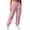 Pink, variant on Iyufng Women Cargo Jogger Sweatpants Elastic High Waist Ribbed Ankle Cuff Loose Casual Pants with Pockets