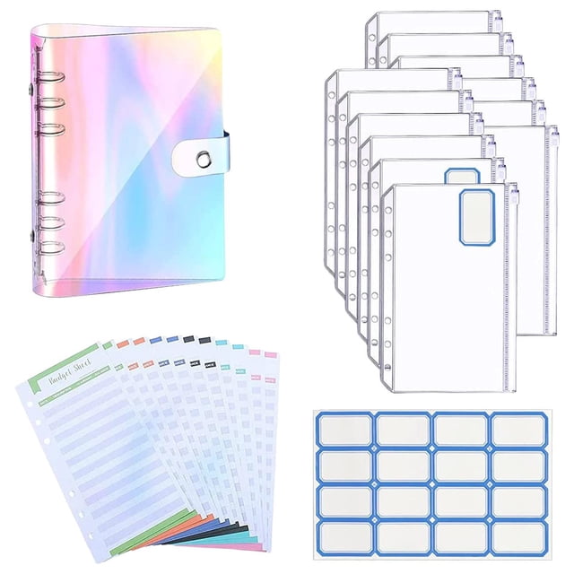 Sidaley Carpeta para cuaderno A6 de 6 anillas Carpeta de hojas sueltas Presupuesto Ahorro de gastos Suministros de escritura y corrección Color