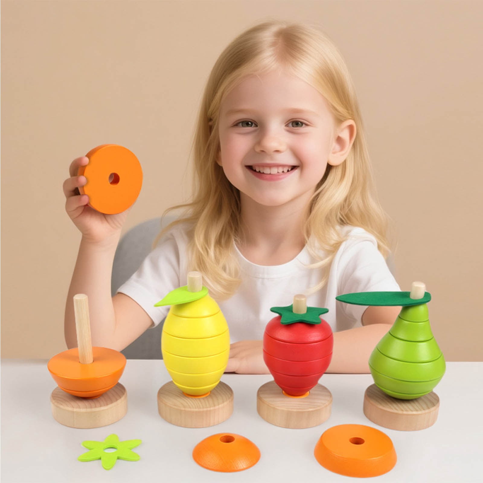 Hape Wooden Stackable Infant Children's Toy, Pyramid of Play