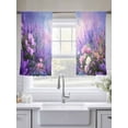 thumbnail image 5 of Purple Lavender Sheer Curtains 54 Inch Length 2 Panels Set Window Treatments, Spring Watercolor Country Wildflowers Rod Pocket Semi Curtains for Living Room/Bedroom/Kitchen Décor, 104"W x 54"L, 5 of 7