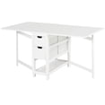 thumbnail image 1 of HOMCOM 59"L Expandable Foldable Dining Table with 2 Drawers & Bottom Storage Shelf, For Kitchken Dining Furniture, White, 1 of 9