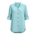 thumbnail image 7 of Horkkom Long Sleeve Shirts for Women V Neck Tunic Button Down Shirts Casual Loose Solid Color Work Dress Shirts L, 7 of 7