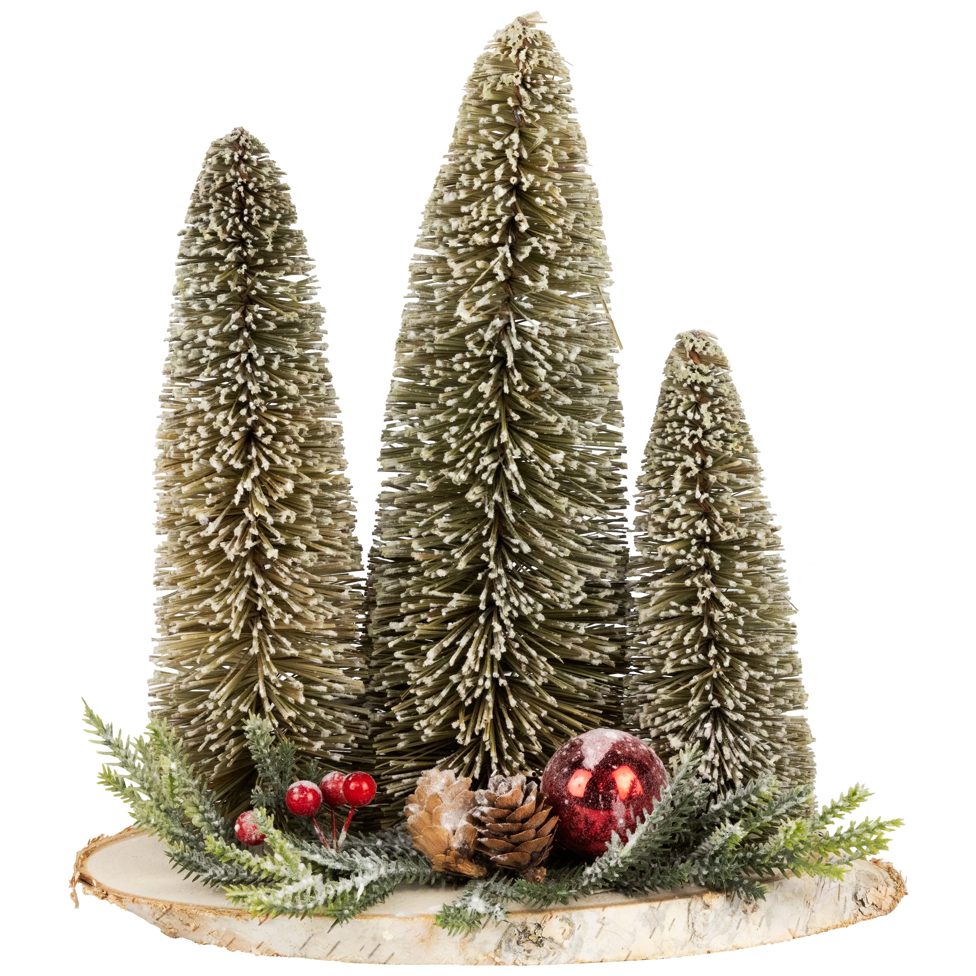 Northlight Frosted Bottle Brush Tree Trio Christmas Decoration - 10.25"