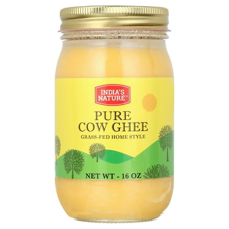 India's Nature Pure Cow Ghee, 16 oz Glass Jar, 1 count, Gluten-Free, Clarified Butter