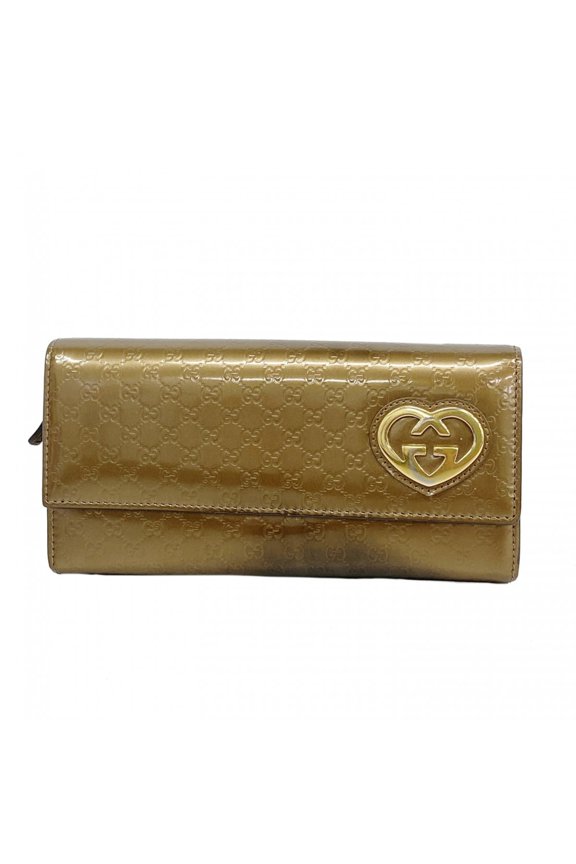 Pre-Owned Gucci long wallet, Microguccissima, 245728, enamel bronze, women's.