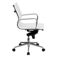 thumbnail image 5 of Flash Furniture Mid-Back White Ribbed LeatherSoft Swivel Conference Office Chair with Knee-Tilt Control and Arms, 5 of 6