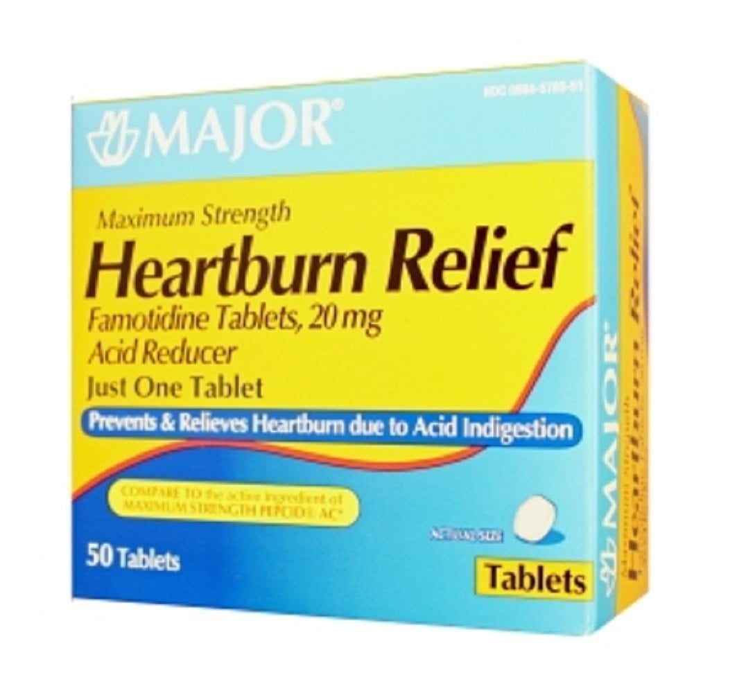 Major Maximum Strength, OTC Medicine for Heartburn, 20 mg 50 Tablets