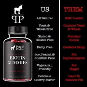 Pete & Pedro BIOTIN Gummies – Daily Supplement For Hair, Skin, Nails, 60 Count