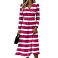 thumbnail image 2 of BOMYJESK Womens Summer Dresses Smocked Flowy Wrap Crossover V Neck Midi Dress Trendy Casual Spring Office Dress Red 2XL, 2 of 5