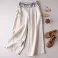 thumbnail image 5 of Pantalones de algodón y lino de estilo chino Pantalones de pierna ancha Pantalones de algodón y lino de pierna recta Nuevo estilo chino Bordado artístico Ropa de té zen Pantalones de mujer, 5 of 5